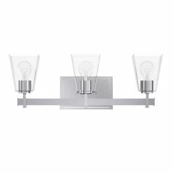 Best Pirce 🌟 Signature Hardware Hoxton 22-3/8 in. 100W 3-Light Medium E-26 Bath Light with Clear and Tapered Glass in Polished Chrome 😍