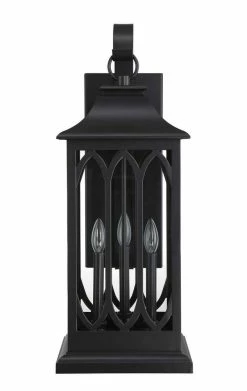 Discount 🤩 Signature Hardware Stonehouse 33-1/2 in. 60W 3-Light Outdoor Wall Sconce in Smooth Bronze 👍