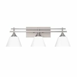 Budget 🔥 Signature Hardware McBryde 8-3/4 x 27-7/16 in. 100W 3-Light Medium E-26 Vanity Fixture in Brushed Nickel 😍
