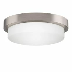 Cheap 🤩 Signature Hardware Leavells 5-3/8 x 16 in. 75W 3-Light Medium E-26 Flush Mount Ceiling Fixture in Brushed Nickel 🎁