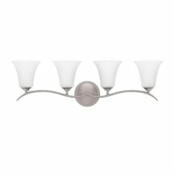 Buy ⌛ Signature Hardware Columbus 9-3/8 x 31 in. 100W 4-Light Medium E-26 Vanity Fixture in Brushed Nickel 🎉