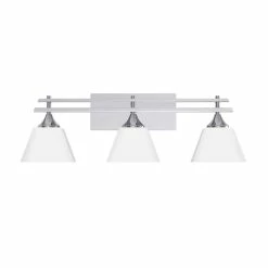 Flash Sale 🤩 Signature Hardware McBryde 27-7/16 in. 100W 3-Light Medium E-26 Bath Light with Frosted Glass in Polished Chrome 😀