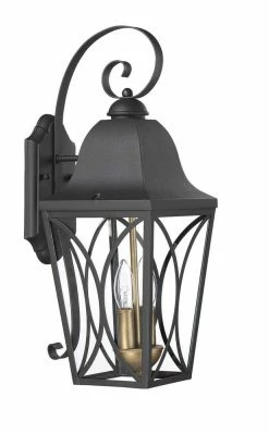 Outlet 🤩 Signature Hardware Cardigan 20-3/4 in. 60W 2-Light Outdoor Wall Sconce in Black Bronze 💯 -Signature Hardware shop Query 301