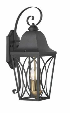 Outlet 🤩 Signature Hardware Cardigan 20-3/4 in. 60W 2-Light Outdoor Wall Sconce in Black Bronze 💯 -Signature Hardware shop Query 302