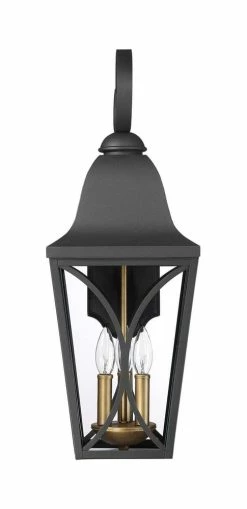 New 🎁 Signature Hardware Cardigan 24-7/8 in. 60W 3-Light Outdoor Wall Sconce in Black Bronze ❤️