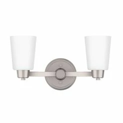 Best Sale 😍 Signature Hardware Windsor Gate 8-1/2 x 16-1/8 in. 100W 2-Light Medium E-26 Vanity Fixture in Brushed Nickel 🎉