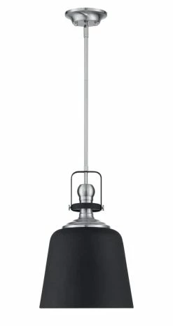 Budget 👍 Signature Hardware Rowher 60W 1-Light Medium E-26 Pendant in Textured Black/Brushed Nickel 🥰