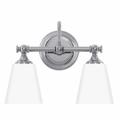 Buy ❤️ Signature Hardware Matina 14 in. 100W 2-Light Medium E-26 Bath Light with Frosted Glass in Polished Chrome 🤩