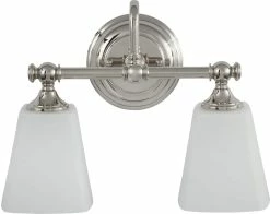 Budget 🎉 Signature Hardware Matina 100W 2-Light Medium Vanity Fixture in Polished Nickel ❤️