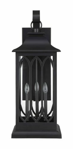 Deals 🥰 Signature Hardware Stonehouse 28-1/8 in. 60W 3-Light Outdoor Wall Sconce in Smooth Bronze ⭐