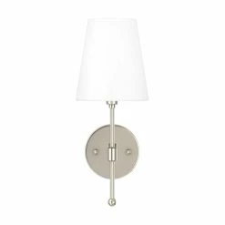 Budget 🛒 Signature Hardware Beatty 15 in. Tall 1-Light Wall Scone in Polished Nickel (60W) 🛒