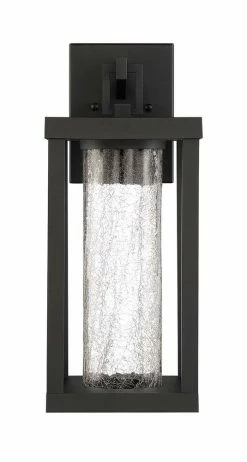 Promo ๐ Signature Hardware Topping 18 in. 11W 1-Light Outdoor Wall Sconce in Black ๐