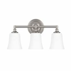 Best reviews of 👍 Signature Hardware Scarborough 10 x 18 in. 100W 3-Light Medium E-26 Vanity Fixture in Brushed Nickel 🧨