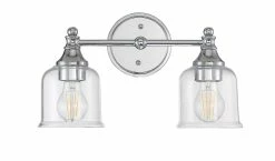 New 🥰 Signature Hardware Hesby 60W 2-Light Medium E-26 Bath Light in Polished Chrome 🔔