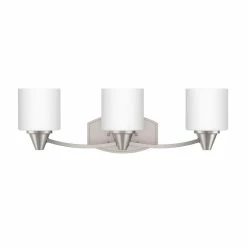 New 🔔 Signature Hardware Eastover 7-3/8 x 23 in. 100W 3-Light Medium E-26 Vanity Fixture in Brushed Nickel 💯