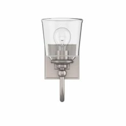 Best Sale ✨ Signature Hardware Antonia 5-1/2 in. 100W 1-Light Medium E-26 Bath Light with Clear Glass in Brushed Nickel 🌟