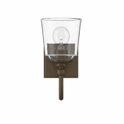 Promo 😉 Signature Hardware Antonia 5-1/2 in. 100W 1-Light Medium E-26 Bath Light with Clear Glass in Plated Oxidized Bronze 🥰