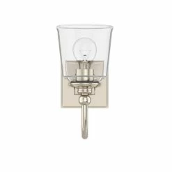 Flash Sale 😍 Signature Hardware Antonia 5-1/2 in. 100W 1-Light Medium E-26 Bath Light with Clear Glass in Polished Nickel ⭐