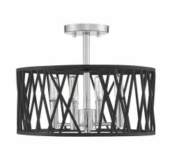 Brand new ✔️ Signature Hardware Dulancey 60W 4-Light Candelabra E-12 Semi-Flush Mount Ceiling Fixture in Textured Black/Polished Nickel 🔥