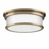 Outlet 🎁 Signature Hardware ☀️ Summerlake 5-3/8 x 15-1/2 in. 75W 3-Light Medium E-26 Flush Mount Ceiling Fixture in Antique Brass 🎉 -Signature Hardware shop Query 484