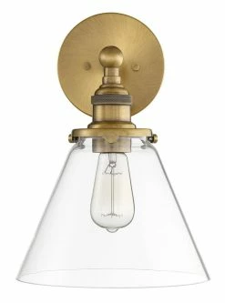 Outlet 👍 Signature Hardware 14-1/8 in. Tall 1-Light Wall Scone in Aged Brass (60W) 🔔