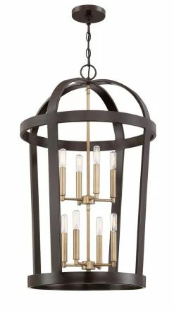 Cheap 🥰 Signature Hardware Cromwell 20-1/2 in. 60W 8-Light Pendant in Oil Rubbed Bronze with Antique Brass 🧨 -Signature Hardware shop Query 496