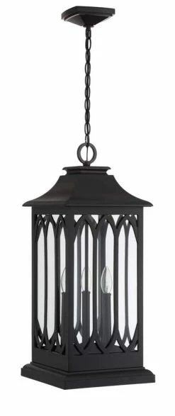 Outlet 💯 Signature Hardware Stonehouse 60W 3-Light Outdoor Pendant in Smooth Bronze 😀