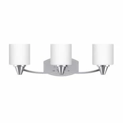 Coupon 🔥 Signature Hardware Eastover 23 in. Wide 3-Light Vanity Fixture in Polished Chrome with Frosted Glass Shades (100W) 🌟