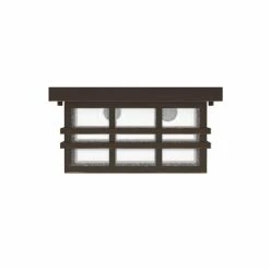 Flash Sale ⌛ Signature Hardware Ambler Outdoor Flushmount Square Ceiling Fixture with Seedy Glass Shade in Oil Rubbed Bronze 😀