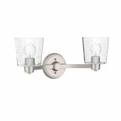 New 😉 Signature Hardware Windsor Gate 20 in. 100W 2-Light Medium E-26 Bath Light with Seeded Glass in Brushed Nickel 🔥 -Signature Hardware shop Query 523
