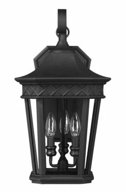 Best Pirce 😍 Signature Hardware Foxfield 20-1/4 in. 60W 3-Light Outdoor Wall Sconce in Black ⭐