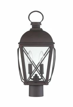 Cheapest 🤩 Signature Hardware Fair Avenue 60W 2-Light Candelabra E-12 Post Lantern in Dark Bronze 🤩
