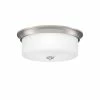 New 👏 Signature Hardware Gardenville 5-3/4 x 14-5/8 in. 75W 3-Light Medium E-26 Flush Mount Ceiling Fixture in Brushed Nickel 😀 -Signature Hardware shop Query 545
