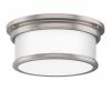 Wholesale 🔥 Signature Hardware ☀️ Summerlake 12-1/2 in. 37.5W 2-Light Wide Flushmount Drum Ceiling Fixture with Frosted Glass Shade in Brushed Nickel 😍