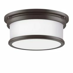 Deals 💯 Signature Hardware 🌞 Summerlake 5-3/8 x 12-1/2 in. 75W 2-Light Medium E-26 Flush Mount Ceiling Fixture in Oil Rubbed Bronze 🎉