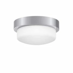 Outlet 🛒 Signature Hardware Leavells 5-3/8 x 11 in. 100W 1-Light Medium E-26 Flush Mount Ceiling Fixture in Polished Chrome 👏
