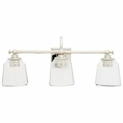 Best Sale 🥰 Signature Hardware Antonia 25-1/4 in. 100W 3-Light Medium E-26 Bath Light with Clear Glass in Brushed Nickel 😉