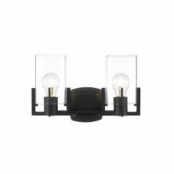 Flash Sale 🥰 Signature Hardware Bercken 60W 2-Light Medium E-26 Incandescent Vanity Fixture in Matte Black 🔔 -Signature Hardware shop Query 602