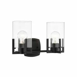 Flash Sale 🥰 Signature Hardware Bercken 60W 2-Light Medium E-26 Incandescent Vanity Fixture in Matte Black 🔔 -Signature Hardware shop Query 604