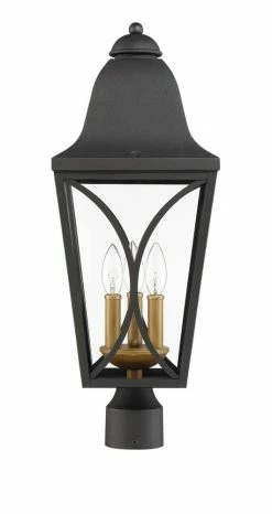 New ⌛ Signature Hardware Cardigan 60W 3-Light Post Lantern in Black Bronze 🛒