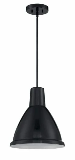 Cheapest 🧨 Signature Hardware Whitnall 60W 1-Light Medium E-26 Pendant in Gold Leaf/Black 🥰