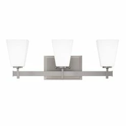 Discount ✨ Signature Hardware Hoxton 8-1/8 x 22-3/8 in. 100W 3-Light Medium E-26 Vanity Fixture in Brushed Nickel ✔️
