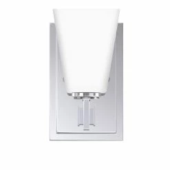 Hot Sale 🔔 Signature Hardware Hoxton 5 in. 100W 1-Light Medium E-26 Bath Light with Frosted Glass in Polished Chrome 🎁