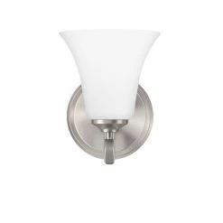 Best Sale 🔔 Signature Hardware Columbus 7-7/8 x 6-1/8 in. 100W 1-Light Medium E-26 Vanity Fixture in Brushed Nickel 🧨