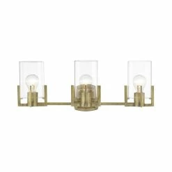 Promo 🌟 Signature Hardware Bercken 60W 3-Light Medium E-26 Incandescent Vanity Fixture in Aged Brass 💯 -Signature Hardware shop Query 751