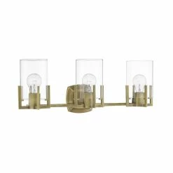 Promo 🌟 Signature Hardware Bercken 60W 3-Light Medium E-26 Incandescent Vanity Fixture in Aged Brass 💯 -Signature Hardware shop Query 752