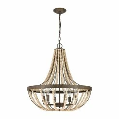 Best Sale 😉 Signature Hardware Edisto 60W 6-Light Medium E-26 Pendant in Rustic Pewter 👏 -Signature Hardware shop Query 801