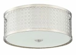 Outlet ⭐ Signature Hardware Heartleaf 100W 3-Light Flush Mount Ceiling Fixture in Polished Nickel 👍
