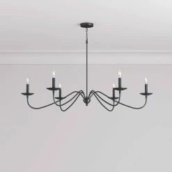 Discount 😀 Signature Hardware Candler 60W 6-Light Candelabra E-12 Chandelier in Matte Black 👍