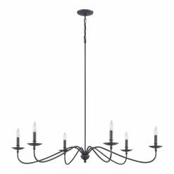 Discount 😀 Signature Hardware Candler 60W 6-Light Candelabra E-12 Chandelier in Matte Black 👍 -Signature Hardware shop Query 910